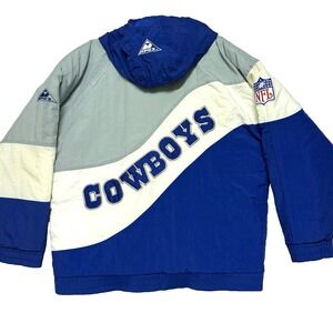 Vintage Apex One NFL Pro Line Dallas Cowboys Hooded Puffer Jacket Coat Mens L